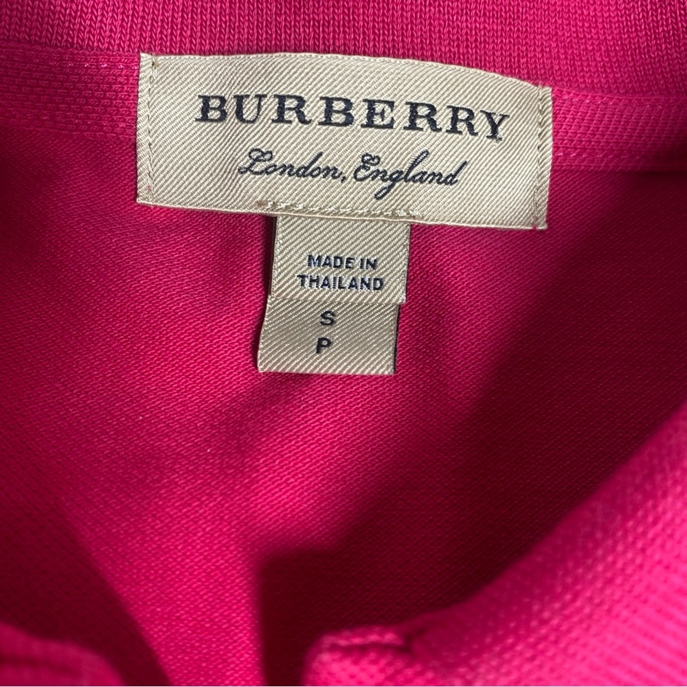Burberry Women’s Small Pink Solid Pique Mesh Cotton Polo Shirt - Picture 8 of 10